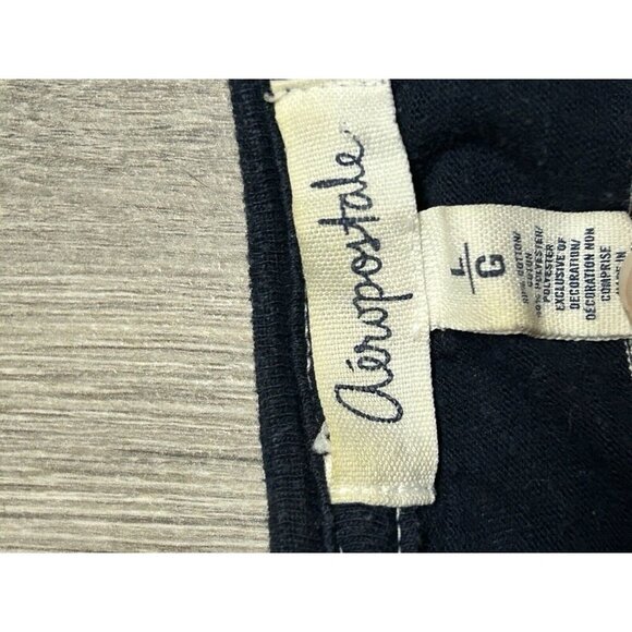 Women's AEROPOSTALE Stretch Long Sleeve WHITE & BLACK Striped Shirt Cotton large - Picture 6 of 7